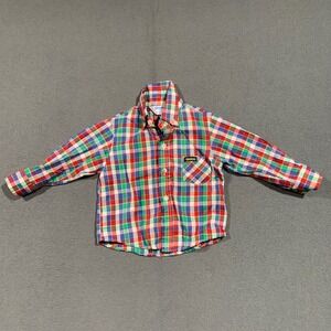 VTG OshKosh B'gosh Thin Plaid Button‎ Down Shirt Kids 24 Months Cotton Polyester